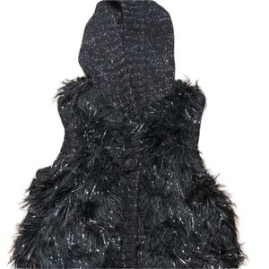 Toddler Faux Fur Black Silver Shimmer  Vest Size 4/5